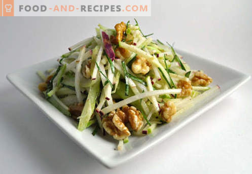Valriekstu salāti - apstiprinātas receptes. Kā pareizi un garšīgi sagatavot salātus ar valriekstiem.