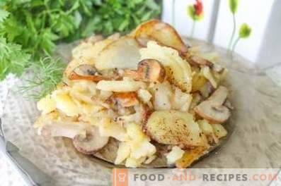 Kā cept kartupeļus ar sēnēm pannā