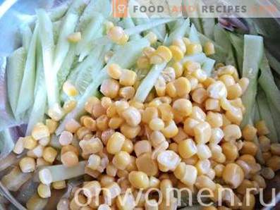 Salāti ar kukurūzu, gurķi un pipariem