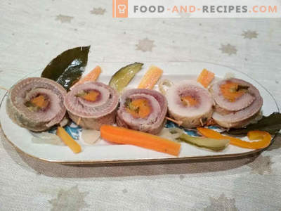 Rolmops - siļķu ruļļi ar gurķiem: receptes gatavošana ar fotogrāfijām