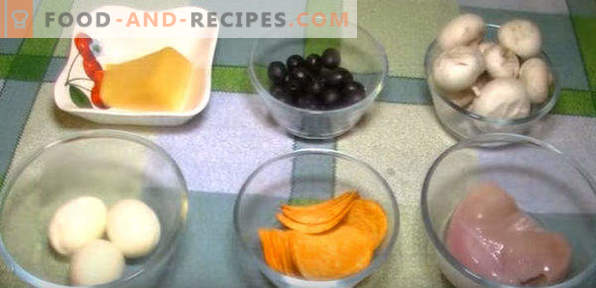 Saulespuķu salāti ar čipsiem: klasiska recepte